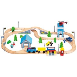 Set Trenulet Din Lemn Cu 80 Piese