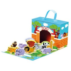 Set Valiza Cu Animalute De Lemn La Zoo