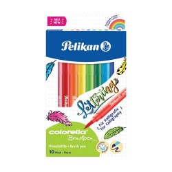 Carioca Colorella Super Brush, Set 10 Culori, Varf Tip Pensula Carioca Colorella Super Brush, Set 10 Culori, Varf Tip Pensula