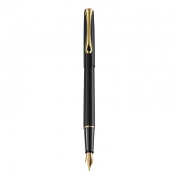 Stilou Traveller Black Gold, Penita F, Corp Slim, Accesorii Aurii