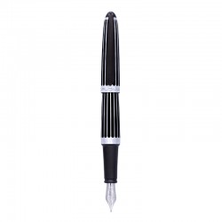 Stilou Aero Stripes Black, Penita Ef, Corp Striat, Accesorii Din Aluminiu