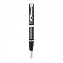 Stilou Excellence A+ Wave Guilloche Lapis Black, Penita B, Corp Metalic Lacuit, Decor Realizat Cu Laser, Accesorii Cromate