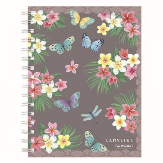 Caiet A5 100 File, Cu Spira, Patratele, Motiv Ladylike Butterflies