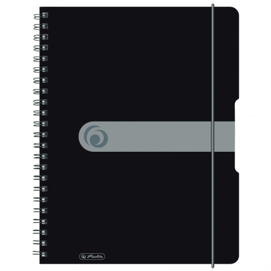 Caiet A4 80f Spirala Elastic Perforat Eotg Coperta Pp Negru Opac