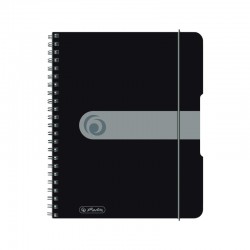 Caiet A5 80f Spirala Elastic Perforat Eotg Coperta Pp Negru Opac