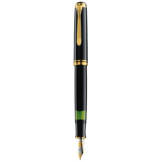 Stilou Souveran M800 M,penita Aur 18k,accesorii Placate Cu Aur,corp Negru