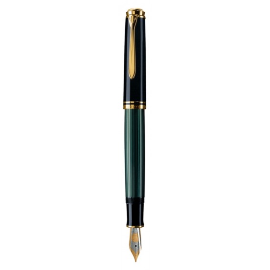 Stilou Souveran M800 M,penita Aur18k,accesorii Placate Cu Aur,corp Negru-verde