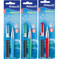 Stilou Pelikano Penita M Grip Dreptaci 2 Patroane Mari  Culori Asortate Blister