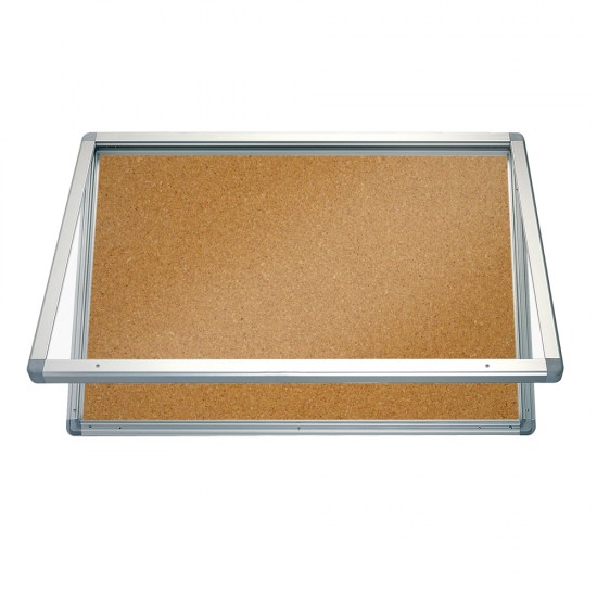 Avizier Pentru Exterior Cu Deschidere Verticala Si Incuietoare - Suprafata Din Pluta 9 X A4 - Adancime 24mm