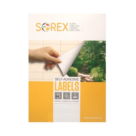 Etichete Autoadezive SOREX Albe in Coala A4, 14/A4, Dimensiune 105x42.4 mm, Adeziv Permanent