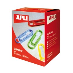 Agrafe pentru birou Apli, 32 mm, colorate, 100 bucati/cutie Agrafe pentru birou Apli, 32 mm, colorate, 100 bucati/cutie