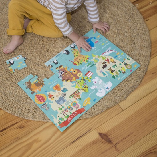 Puzzle Apli, 48x32 cm, 24 piese, harta lumii