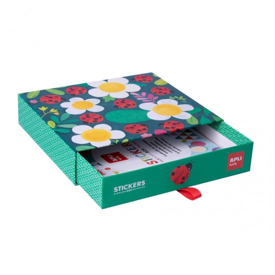 Joc creativ cu atocolante geometrice, APLI, tema Buburuze