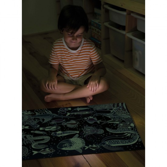 Puzzle educational Apli, 104 piese fosforescente, tema Marina