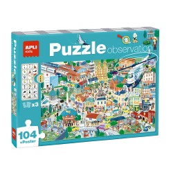 Puzzle educational Apli, 64x41 cm, tema Oras
