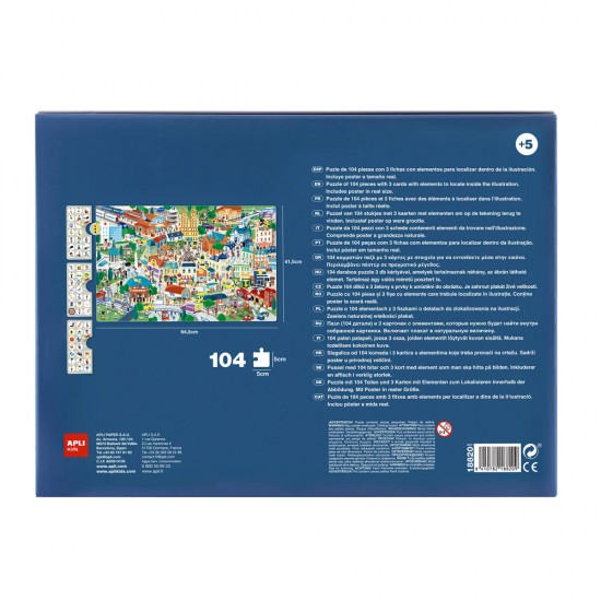 Puzzle educational Apli, 64x41 cm, tema Oras