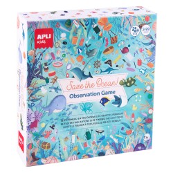 Joc de observare Apli, 40x40 cm, 50 cartonase, 24 stickere, tema Save the Ocea