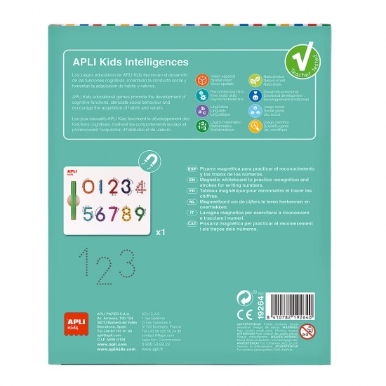 Tabla magnetica cu numere Apli, 178x15x219 mm, creion