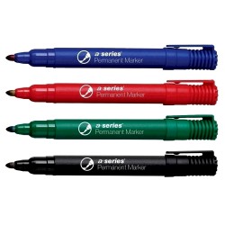 Marker permanent A-series, varf rotund 2 mm, 4 culori/set Marker permanent A-series, varf rotund 2 mm, 4 culori/set
