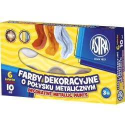 Tempera Astra cu luciu metalic, 10 ml, 6 culori Tempera Astra cu luciu metalic, 10 ml, 6 culori