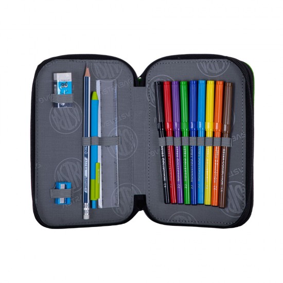 Penar scolar Astra, 2 compartimente, echipat, colectia T-Rex Neon