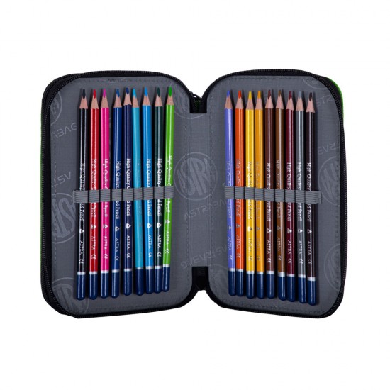 Penar scolar Astra, 2 compartimente, echipat, colectia T-Rex Neon