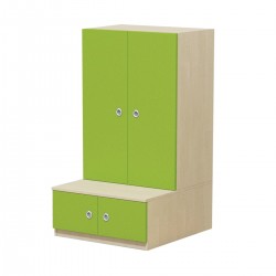 Vestiar copii cu compartiment pantofi si bancuta, 2 usi, 70x60 cm