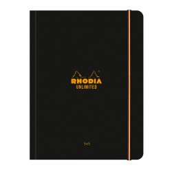 Caiet cu elastic A5+ Rhodia Unlimited, 60 file, matematica, negru