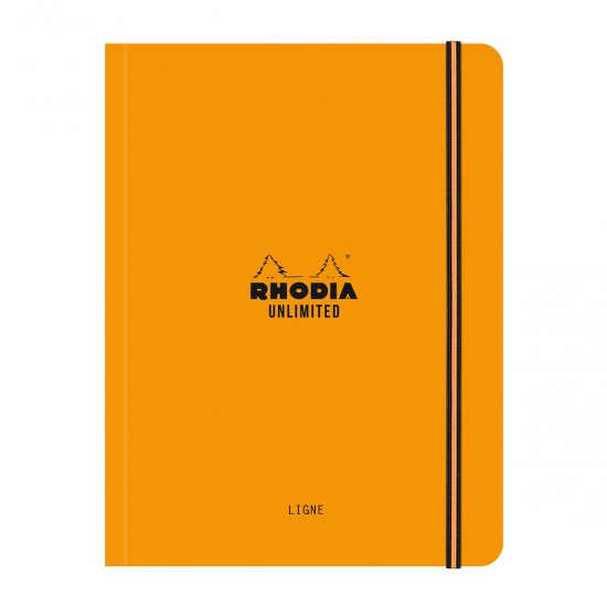 Caiet cu elastic A5+ Rhodia Unlimited, 60 file, dictando, portocaliu