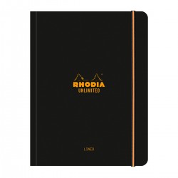 Caiet cu elastic A5+ Rhodia Unlimited, 60 file, dictando, negru