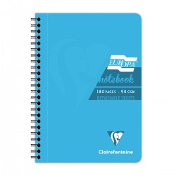 Caiet cu spira A5 EuropaGlossy Clairefontaine, 90 file dictando turcoaz