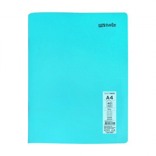 Caiet capsat Mynote, format A4, 40 file offset 60 g/mp, liniatura matematica, coperta PP neon, mix de 8 culori