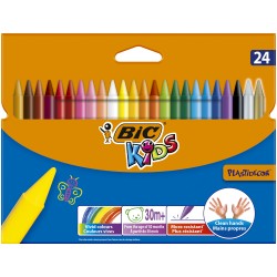 Creioane cerate plastifiate Bic Plastidecor, 24 culori/set