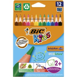 Creioane colorate Bic Evolution triunghiulare, 12 culori/set