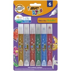 Set lipici cu sclipici Bic, 6 culori blister Set lipici cu sclipici Bic, 6 culori blister