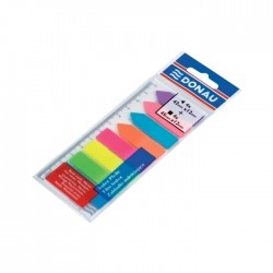 Index autoadeziv din plastic, Donau, dimensiuni 12 x 45 mm, 8 culori x 25 file/culoare