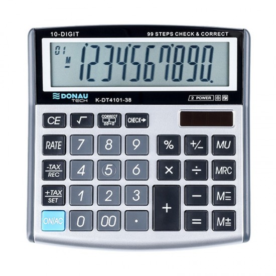 Calculator de birou Donau Tech, 136 x 134 x 28 mm, 10 digiti, argintiu