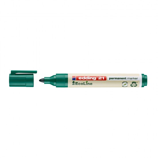 Marker permanent Edding 21 Ecoline, corp plastic, varf rotund 1.5-3 mm, verde