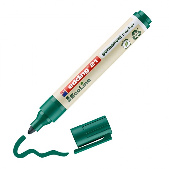 Marker permanent Edding 21 Ecoline, corp plastic, varf rotund 1.5-3 mm, verde