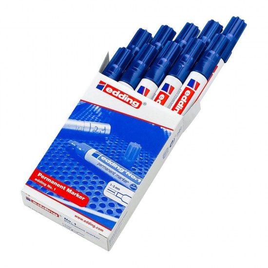 Marker permanent Edding No.1, varf retezat 1-5 mm, albastru