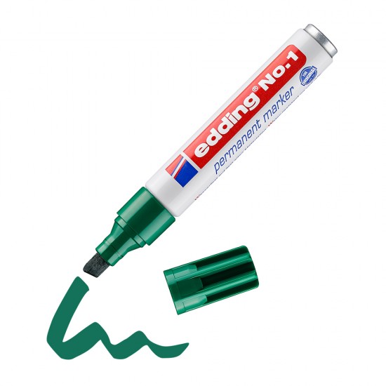 Marker permanent Edding No.1, varf retezat 1-5 mm, verde