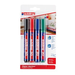 Marker permanent Edding 30, varf 1.5-3 mm, 4 culori/blister Marker permanent Edding 30, varf 1.5-3 mm, 4 culori/blister