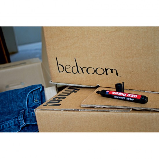 Marker permanent Edding 330, corp plastic, varf retezat, 1-5 mm, rosu