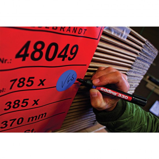 Marker permanent Edding 330, corp plastic, varf retezat, 1-5 mm, rosu