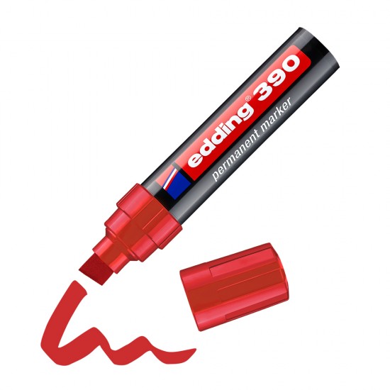 Marker permanent Edding 390, corp plastic, varf retezat 4-12 mm, rosu