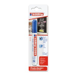 Marker Edding 4095 cu creta lichida, varf 2-3 mm, albastru, blister