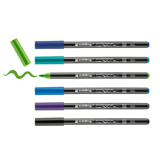 Marker Edding 4200 pentru portelan, culori basic, varf 1-4 mm, 6 bucati/set