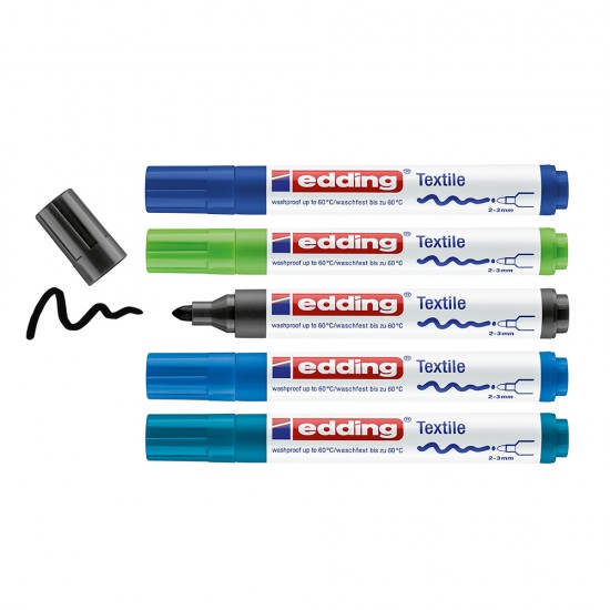 Marker pentru textile Edding 4500, varf 2-3 mm, 5 bucati/set