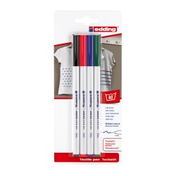 Marker Edding 4600, pentru textile, varf rotund 1 mm, 4 culori/blister Marker Edding 4600, pentru textile, varf rotund 1 mm, 4 culori/blister