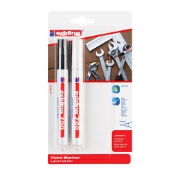Marker Edding 750, cu vopsea, corp metalic, varf 2-4 mm, negru/alb, blister